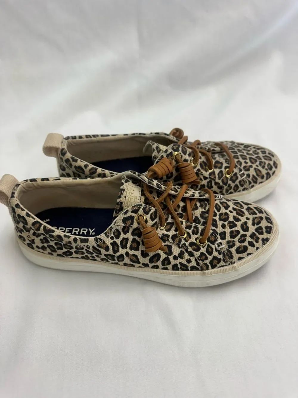 Sperry Leopard Print Canvas Sneakers in Tan and Black